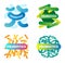 Vector illustration with labeled probiotics icon set. Collection with anatomical good bacteria closeup. Health and biology basics.