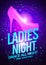 Vector illustration ladies night dancing event flyer poster template with high heeled shoes