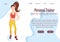 Vector illustration of a landing page layout, sports girl, healthy lifestyle