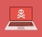 Vector illustration of Laptop system error warning. Virus attention. Hacker attack and web security vector concept, phishing scam