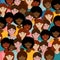 Vector illustration with a large group of girls and women. flat illustration of crowd female community