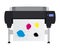 Vector illustration of large inkjet plotter printer for printing many products