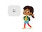 Vector illustration of the Latino Girl with the backpack goes to school. Preschool boy walks to the school. Dark Skin