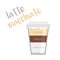 Vector illustration of a Latte Macchiato coffee cup icon with its preparation and proportions