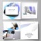 The vector illustration layout of two covers templates for square design bifold brochure, magazine, flyer, booklet. Blue