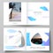 The vector illustration layout of two covers templates for square design bifold brochure, magazine, flyer, booklet. Blue
