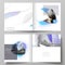 The vector illustration layout of two covers templates for square design bifold brochure, magazine, flyer, booklet. Blue