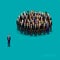 Vector illustration of a leader and a team. a crowd of business men or politicians wearing suits and ties. leadership concept