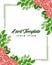 Vector illustration leafy rose flower frame with decor of card templates