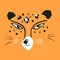 Vector illustration of a leopard face. Big wild cat.