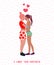 Vector illustration lesbian couple. Womens together