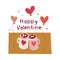 Vector illustration with lettering Happy Valentine. Bright design for web, print, stickers, logo, template, etc.