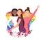 Vector illustration of the LGBT community. Woman in love. Romantic dating and LGBT people. Same-sex relationships. Vector