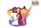 Vector illustration of the LGBT community. Woman in love. Romantic dating and LGBT people. Same-sex relationships. Vector
