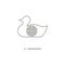 Vector illustration of line duck target icon on white background