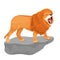 Vector Illustration Of Lion Roars On Stone