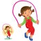 Vector illustration of little girl jumping rope.