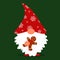 Vector illustration of a little gnome in Christmas style on a dark green background