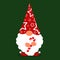 Vector illustration of a little gnome in Christmas style on a dark green background