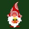 Vector illustration of a little gnome in Christmas style on a dark green background