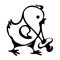 Vector illustration little rooster boy with a pacifier on his neck. Black line contour drawing,