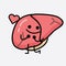Vector Illustration of Liver Character with cute face and simple body line drawing