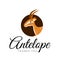 Vector illustration of a logo with an animal antelope and the inscription thank you. Emblem with antelope and the inscription