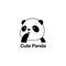 Vector Illustration / Logo Design - Cute funny baby cartoon giant panda bear with the tongue out, licking finger / hand / paw