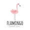 Vector illustration of a logo with a flamingo bird and the inscription thank you. Flamingo emblem with flamingo thank you