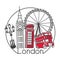 Vector illustration London, Great Britain in modern minimalist line style.