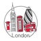Vector illustration London, Great Britain in modern minimalist line style.
