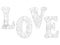 Vector illustration Love inscription coloring anti-stress