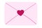 Vector illustration of love letter. Closed envelope and little pink heart on it.