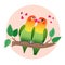 Vector illustration of lovebirds in love