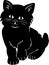 Vector illustration of a lovely black kitten