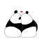 Vector illustration of lovely cartoon panda sitting together on white background. Happy romantic little cute panda. Drawing by