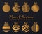 Vector illustration of luxury golden balls decoration. Merry Christmas greeting card.