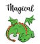 Vector illustration of a magical cute dragon
