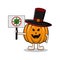 Vector illustration magician pumpkin character holding sign coronavirus disabled