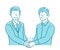 Vector illustration of a male business person shaking hands with a customer