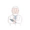 Vector illustration of a male doctor in a white coat holding a pen and Notepad.Ð¡artoon design