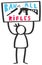 Vector illustration of male stick figure protesting gun violence holding up sign, ban all rifles