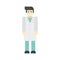 Vector illustration of man in coat flat style dentist doctor character professional cartoon and pediatrician medical