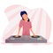 Vector illustration of a man DJing at the club, spinning records, colorful