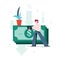 Vector illustration of a man getting a personal loan.