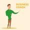 Vector Illustration Man in Glasses Business Coach