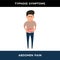 Vector illustration of a man holding his stomach. The person is experiencing pain in the abdomen. Infectious diseases. Symptoms of