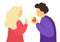 Vector illustration of man offering Engagement Ring to his Girlfriend.