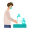 Vector illustration of man always remember to wash his hands. Concept art for â€˜Traveling in the New Normal