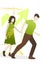 Vector illustration of man and woman coming out of isolation and limitations. 6